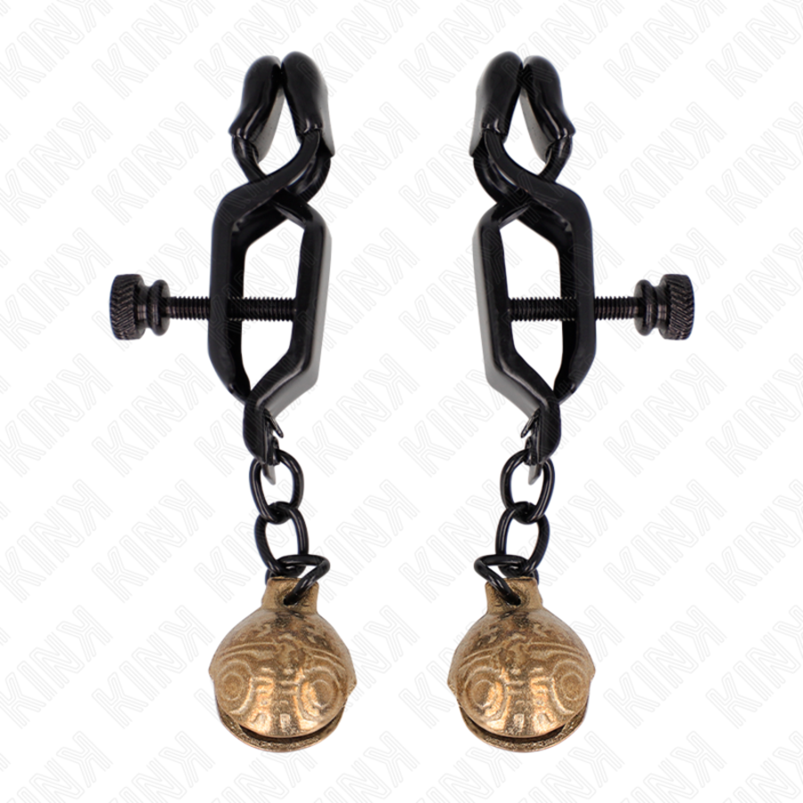 PINZAS PARA PEZONES PLANAS NEGRO CON CASCABEL 7 CM