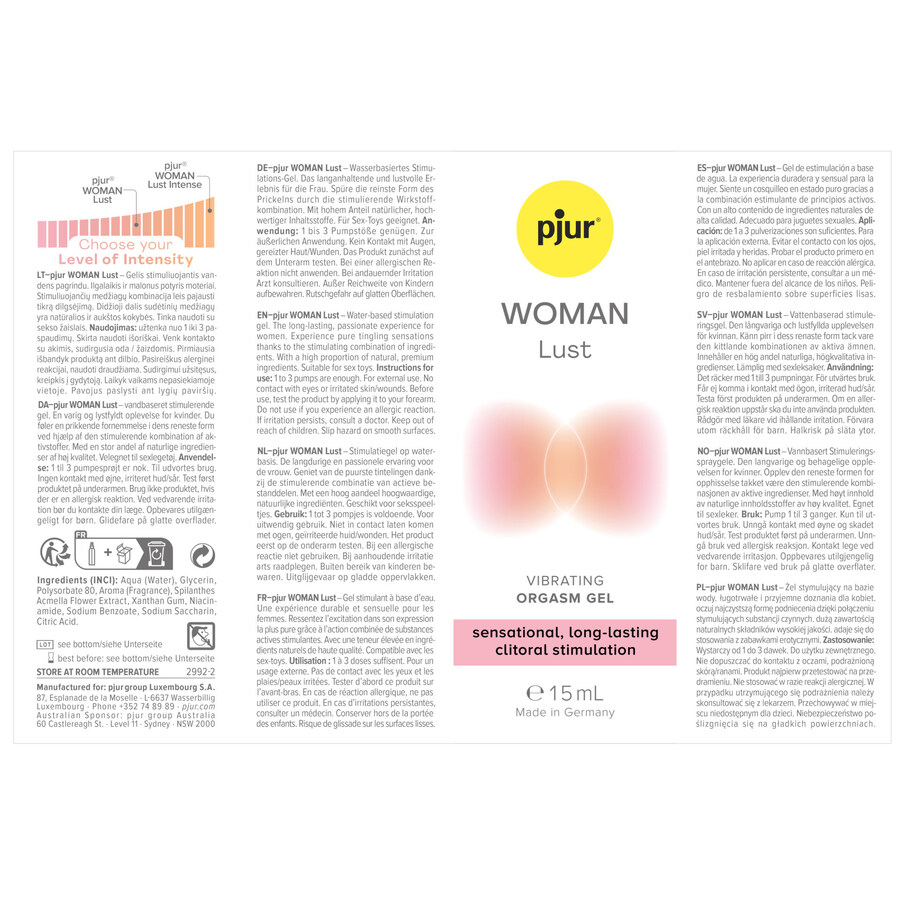 WOMAN LUST GEL VIBRADOR POUR O 2