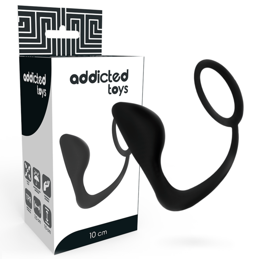 PLUG ANAL AVEC ANNEAU DE PÉNIS NOIR PLUG ANAL AVEC ANNEAU DE PÉNIS NOIR