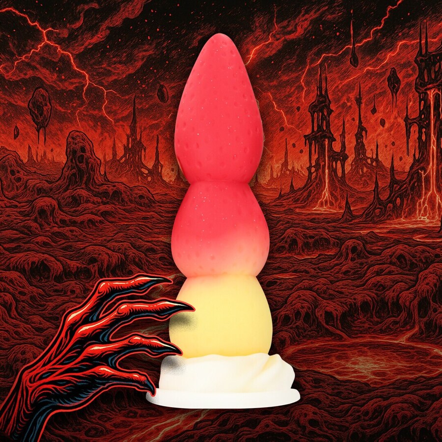 PLUG ANAL MONSTER EN SILICONE WHIPPED BERRY ROUGE/JAUNE OUCH
