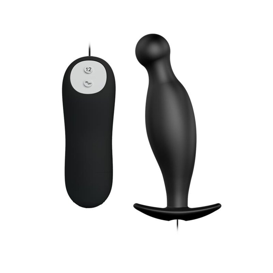 PLUG ANAL SILICONA 12 MODOS VIBRACION NEGRO