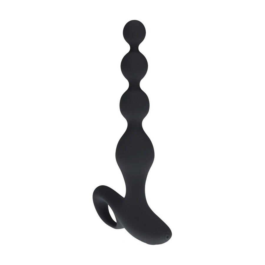 PLUG ANAL VIBRATÓRIO DE SILICONE COM PÉROLAS E COMANDO REMOT