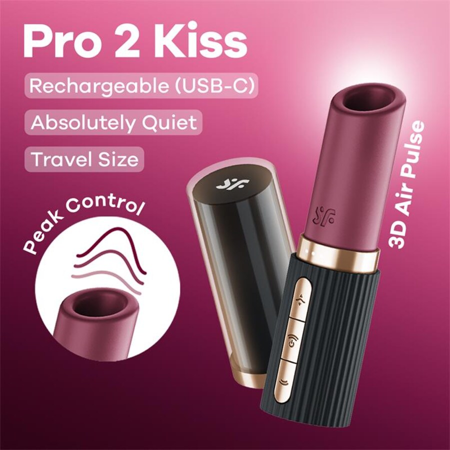 PRO 2 KISS ESTIMULADOR CLÍTORIS POR ONDAS GRANATE / NEGRO PRO 2 KISS ESTIMULADOR CLÍTORIS POR ONDAS GRANATE / NEGRO