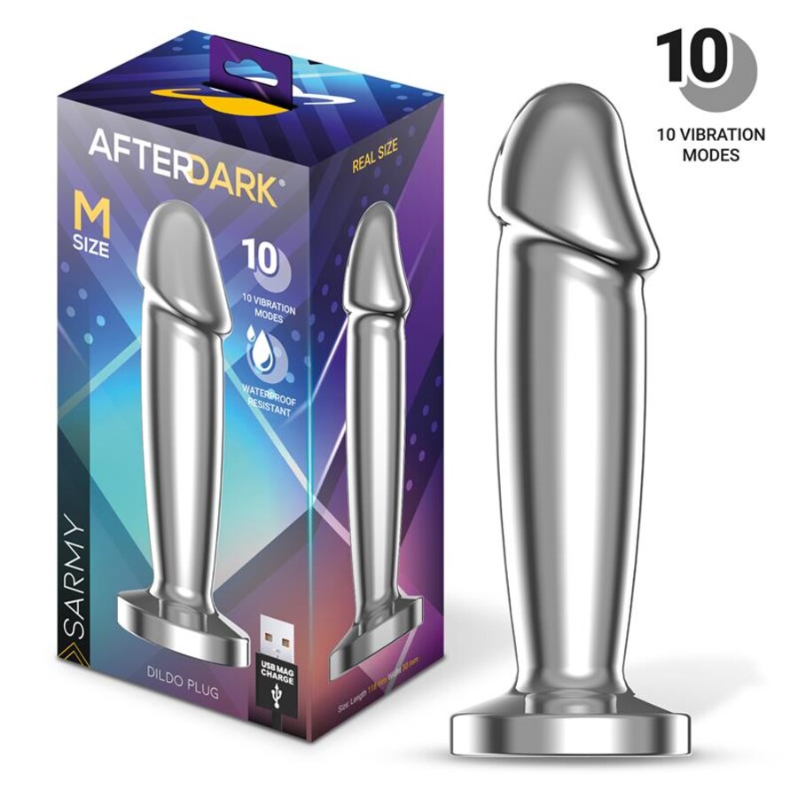 Sarmy Plug Anal Chromé avec Vibration et USB Magnétique Tail
