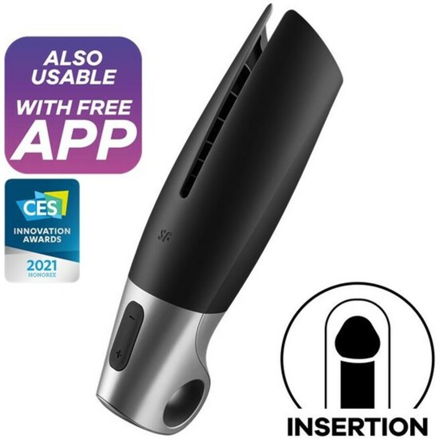 Satisfyer masturbador power con vibración - negro/ plata Satisfyer masturbador power con vibración - negro/ plata