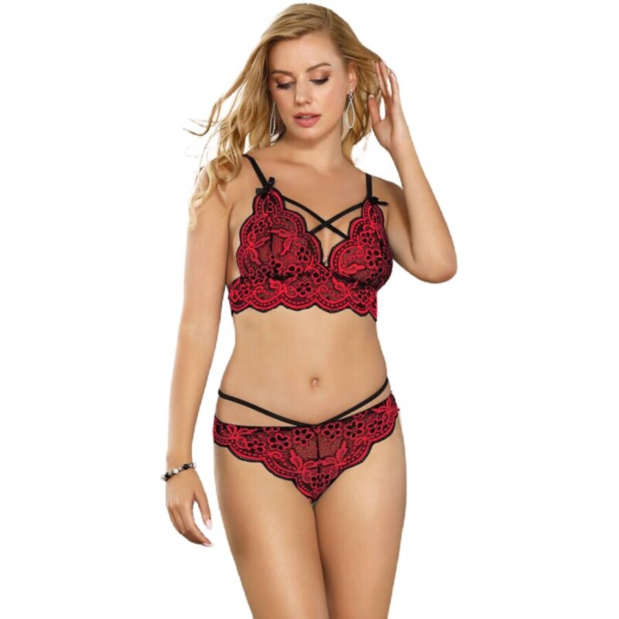 SET - DOS PIEZAS TOP Y PANTIES DE ENCAJES S/M