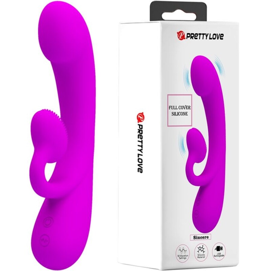 SINCERE SILICONE VIBRATOR AND STIMULATOR PURPLE
