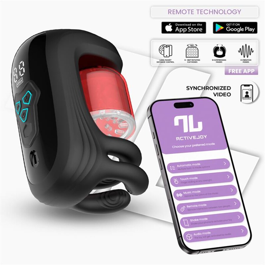 Torky Masturbatore Rotante con Compressione e App Torky Masturbatore Rotante con Compressione e App