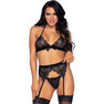 Lingerie seducente e confortevole in tre pezzi, design elegante