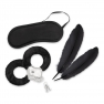 Kit bondage para iniciantes: algemas, penas e venda para os olhos