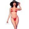 Bikini de tul brillante con joyas metálicas, elegante y seductor