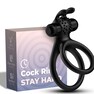 Traveler anillo doble vibrador pareja rabbit negro