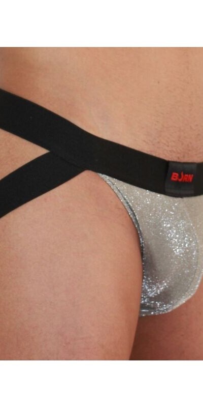 SUSPENSÓRIO BRILHANTE BEGE / PRETO Jockstraps de design arrojado com conforto sensorial único