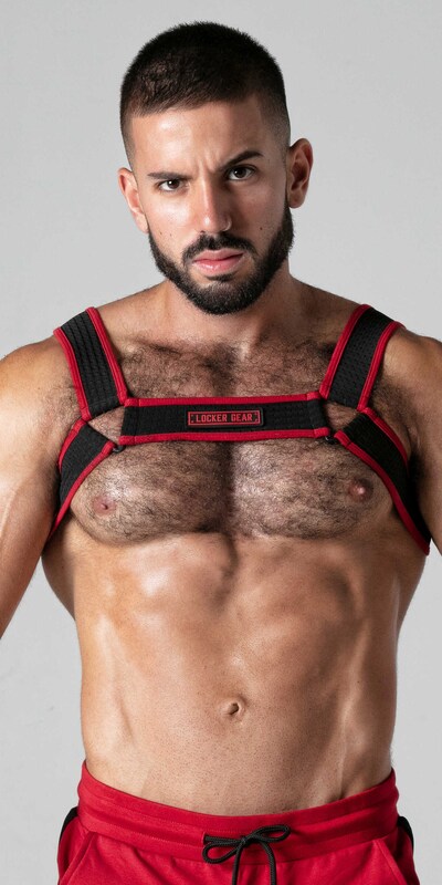 LOCKER RED Harnais élégant et audacieux avec résille élastique et détails métalliques