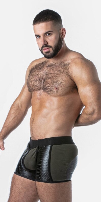 OPEN DOBLE Boxer audacieux en simili cuir, avec un devant amovible