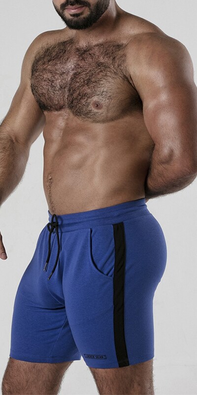 TRANQUILLITÀ AZUL Pantaloncini erotici in felpa con fascia laterale a contrasto