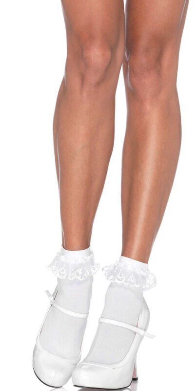 BACCHUS White Lace Frill Ankle Socks