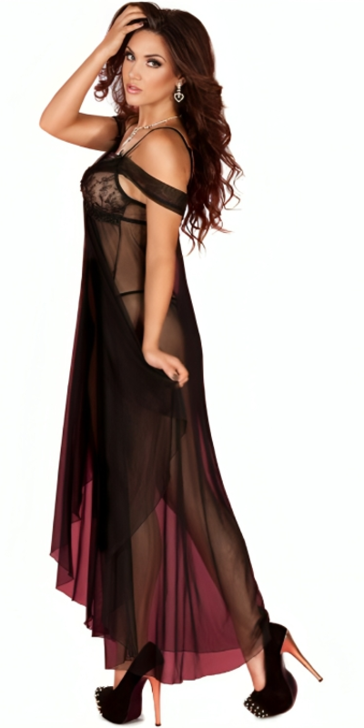 NIGHTGOWN AND THONG CR-371 Elegant and seductive babydoll, highlighting femininity