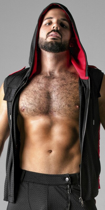 JOJO RED Sleeveless mesh erotic hoodie, effortlessly chic and stylish