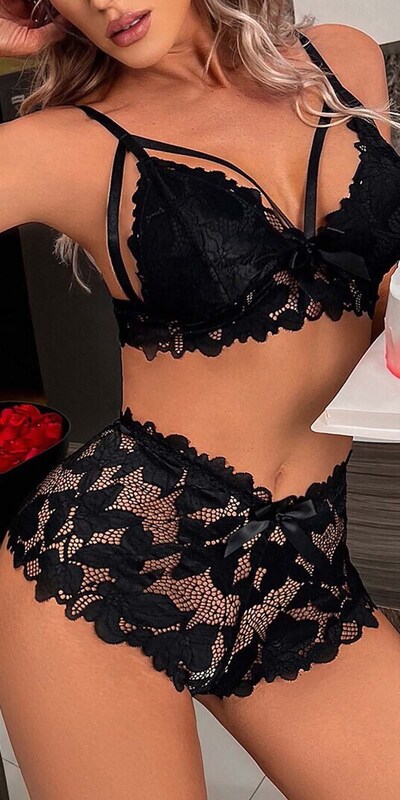 NAMOUR HIGH WAIST Ensemble de lingerie en dentelle noire