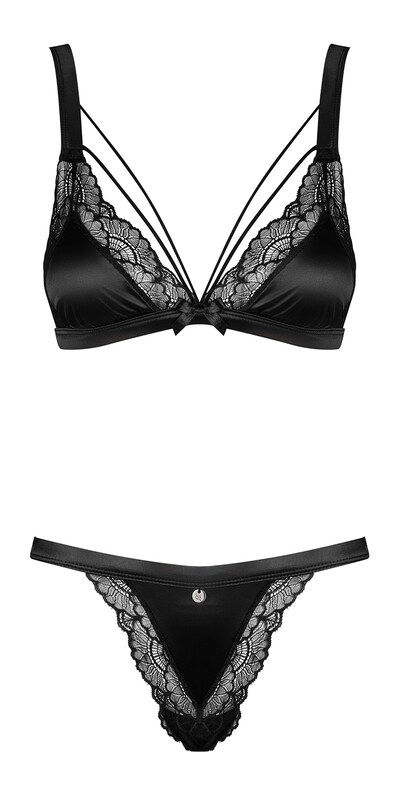 ELOISSA Conjunto de lingerie sedutora com renda, cetim e laços