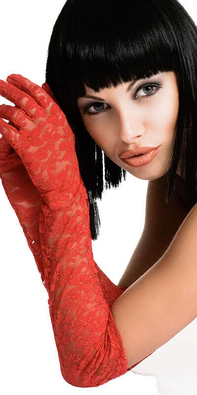 GANTS ROUGE Gants élégants en dentelle pour les occasions spéciales