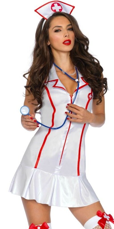 LEG AVENUE NURSE Conjunto sensual elegante de 3 peças para encenações provocantes