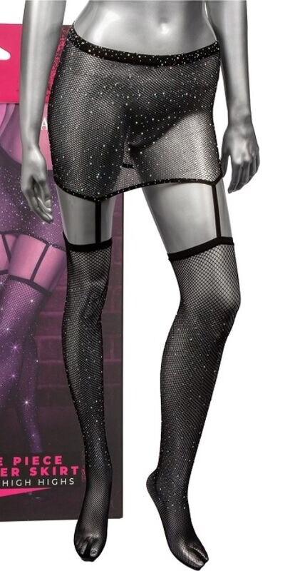 GONNA CON GIARRETTIERA FINO ALLA COSCIA Gonna con reggicalze e calze; un tocco di glamour con dettagli luminosi