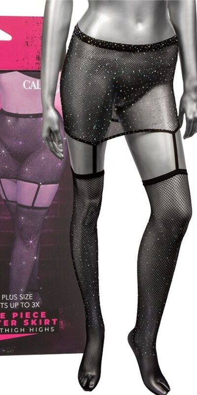 FALDA DE LIGA HASTA EL MUSLO T Gonna in pizzo con reggicalze, dettagli in strass e disponibile fino alla taglia 3X