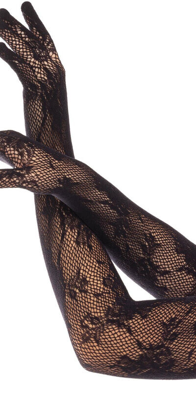 GANTS MAILLE FLORAL NOIR Gants élégants en dentelle florale sans couture