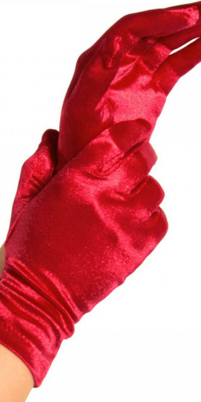 GANTS SATIN ROUGE Gants courts rouges, élastiques et élégants