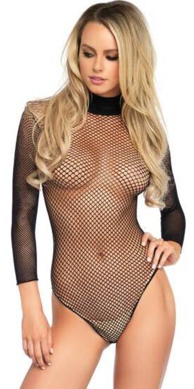 CRIMSON NET Body a rete elegante con collo alto e chiusura pratica.