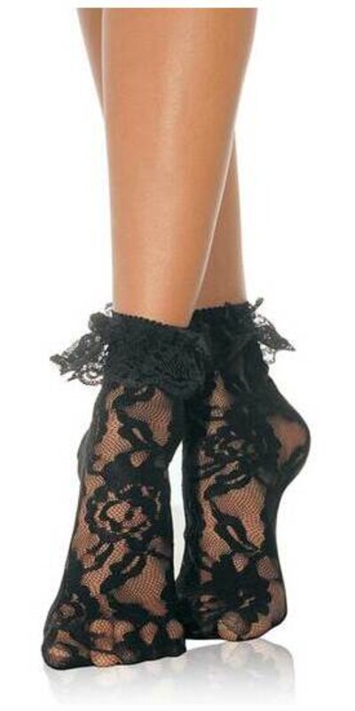 LEG AVENUE DELICIOUS Calze in pizzo nero, 100% nylon, stile elegante