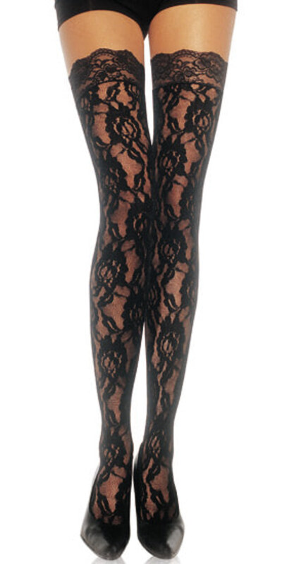 LEG AVENUE SOPHISTICATED Calze in pizzo floreale, eleganti, taglia unica regolabile