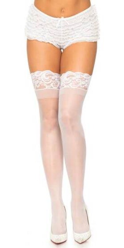 LEG AVENUE STAY Calze bianche con pizzo e silicone per una tenuta perfetta