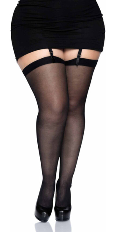 LEG AVENUE CUCITURA POSTERIORE PLU Calze nere con cucitura posteriore, sexy e sofisticate