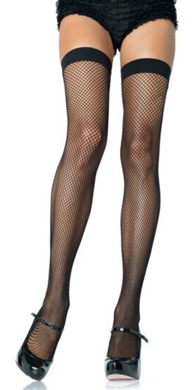 LEG AVENUE NYLON Meias de rede pequenas pretas, ajustáveis, em poliamida