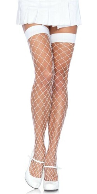 LEG AVENUE PLAIN Collant a rete bianchi, taglia unica, stile seducente e confortevole