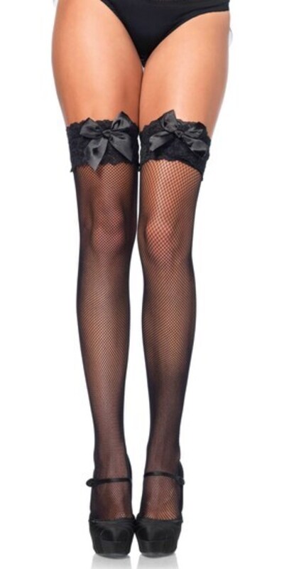 MALI BLACK Meias de rede pretas com renda, elegantes e únicas