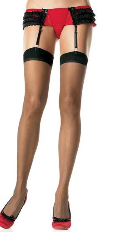 LEG AVENUE SHEER Calze nere sensuali, 100% nylon, taglia unica adattabile