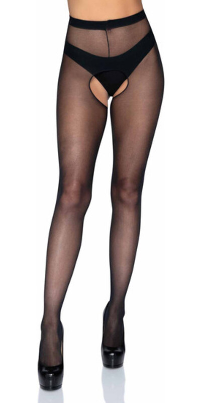LEG AVENUE CROTCHLESS CROTCHLE Cuecas de nylon com abertura na entreperna plus