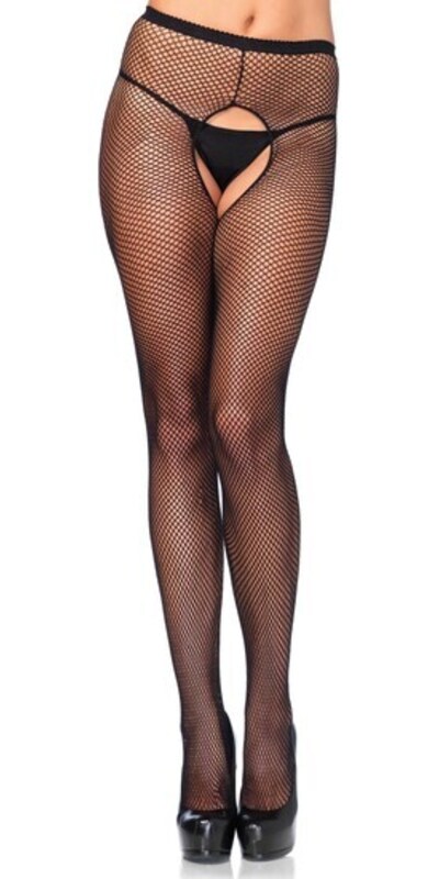 LEG AVENUE CROTCHLESS LEG Collants de rede com abertura na zona entrepernas