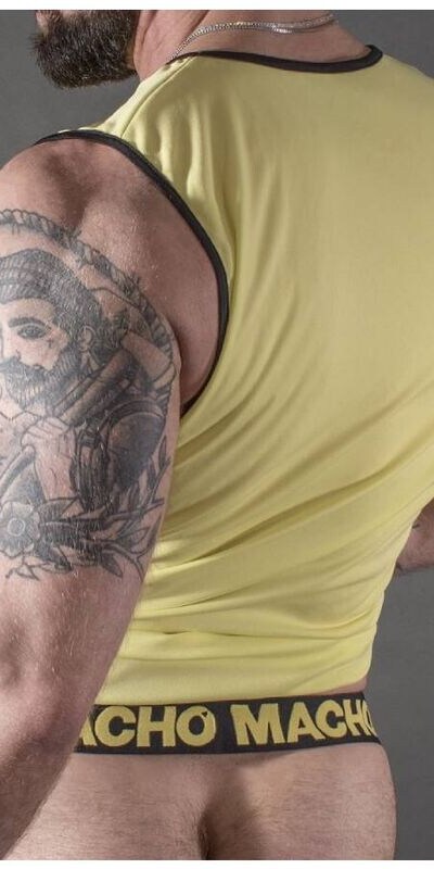 CAMISETA LINGERIE T-shirt de homem de corte desportivo de poliamida e viscose, leve e elástica, amarela