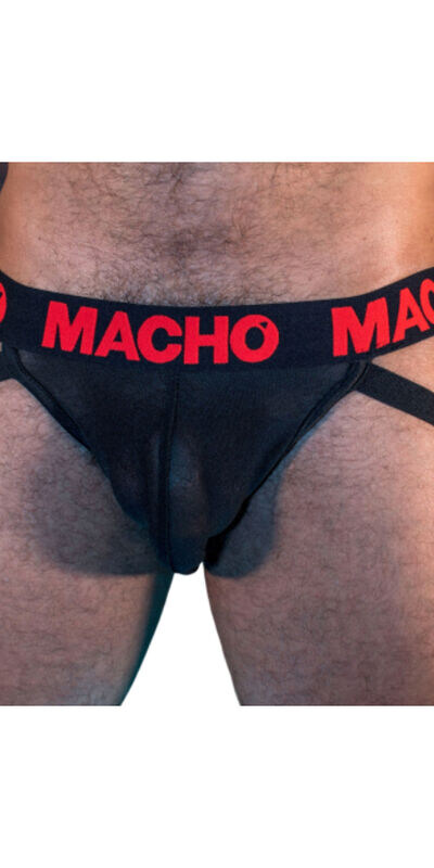 MACHO BLISS Suspensoir semi-transparent noir et rouge. réglable