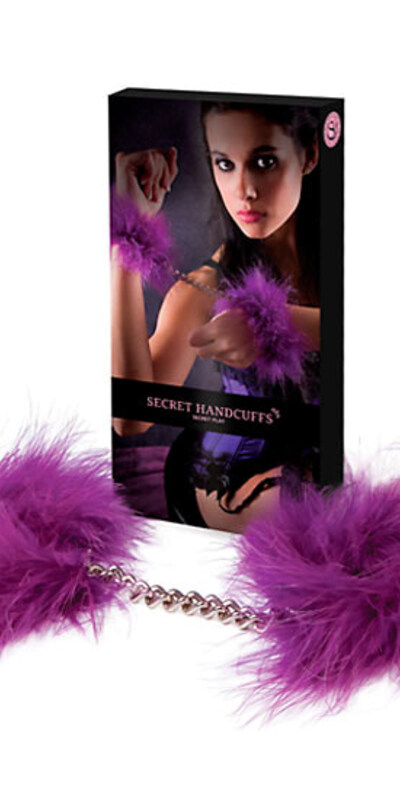 MARABU SENSATION Luscious lilac marabou cuffs, soft and oh-so-sensual, no keys needed
