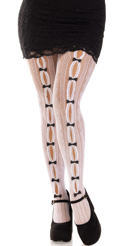 MEIAS COM ABERTURAS CORAÇÃO & Collants de rede com design romântico, coração e laços