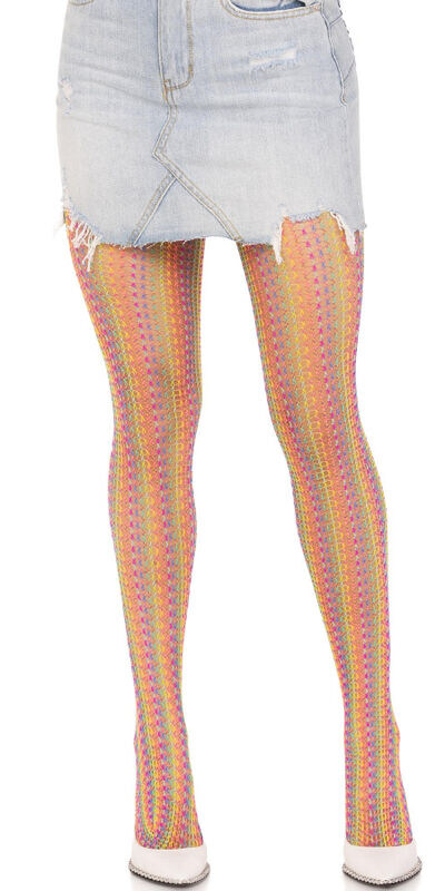 MEIAS DE CROCHET MULTICOLOR Meias de rede coloridas para festividades e orgulho