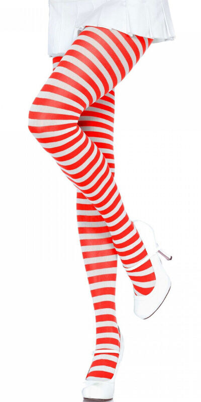 STRIPEPLAY Meias de riscas vermelho/branco, estilo marcante e versátil