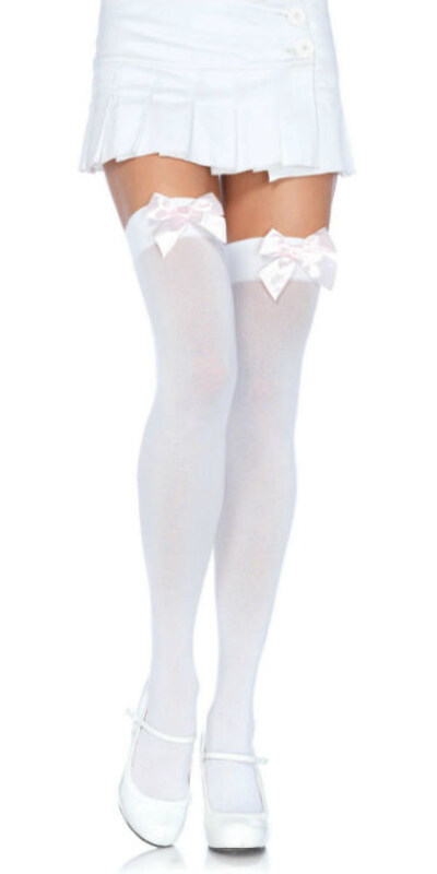 CHAUSSETTES EN NYLON Une paire de bas en nylon avec un nœud.