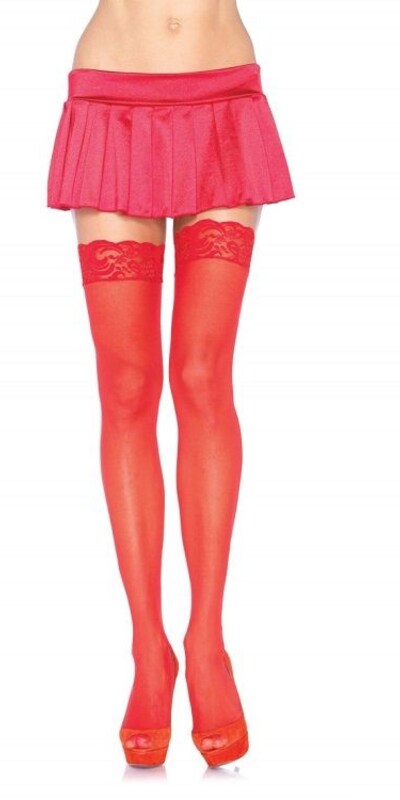 CALZE ROSSE Calze rosse con pizzo, taglia unica regolabile